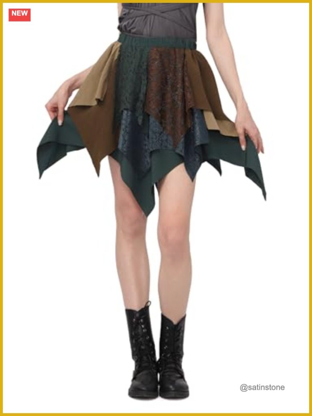 Women's Renaissance Asymmetrical High Waist Short Skirt Patchwork